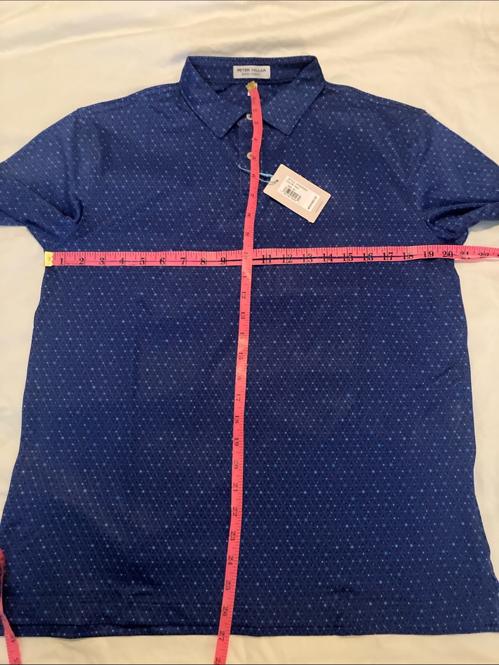 Peter Millar summer comfort Youth Navy Blue Micro-Print Polo - Picture 6 of 11